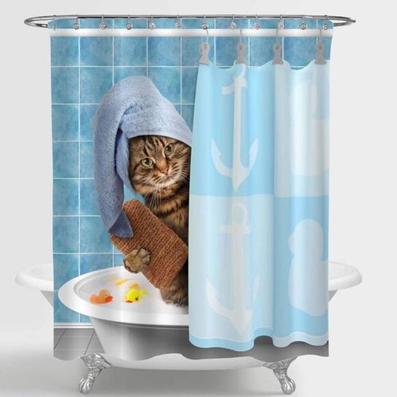 EUC Kitty in the Shower Curtain 72"x72" - Picture 1 of 1